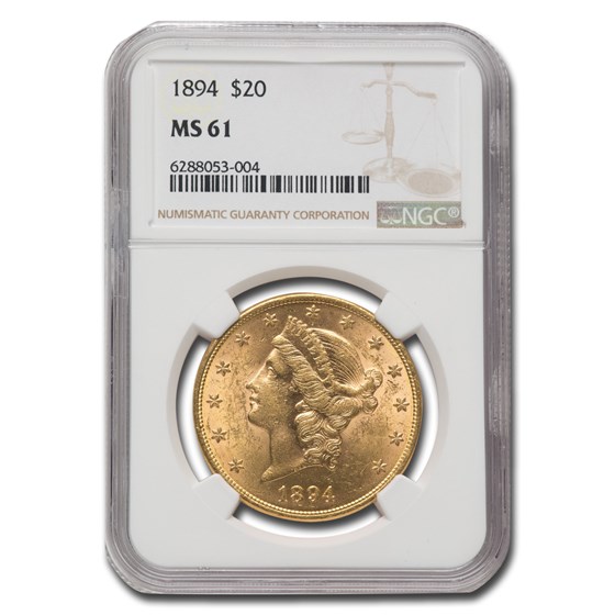 1894 $20 Liberty Gold Double Eagle MS-61 NGC 1894 $20 Liberty Gold Double Eagle MS-61 NGC